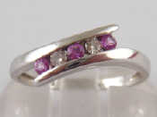 Appraisal: A carat white gold pink sapphire and diamond ring size