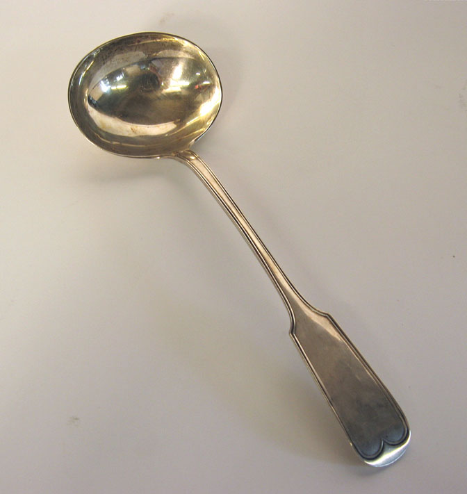 Appraisal: American fiddle thread pattern coin silver ladle marks rubbed Inscribed