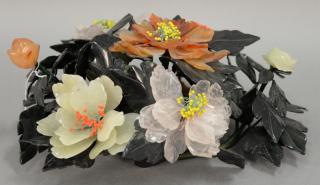 Appraisal: Hardstone flower arrangement to include jade quartz etc ht in