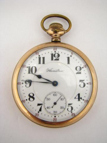 Appraisal: Hamilton pocket watch gold-filled case with second hand sub-dial with