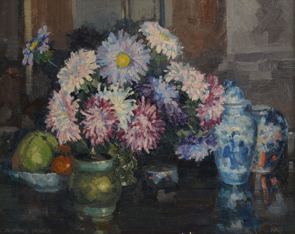 Appraisal: L A D'ARCY PEARCE STILL LIFE PAINTING Scene Depicts Fruit