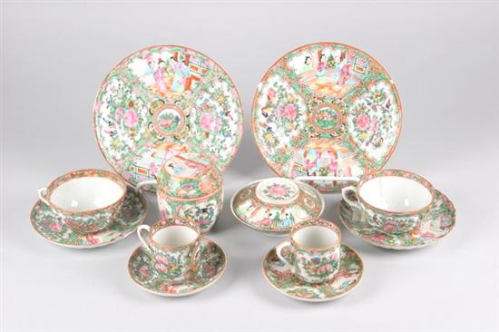 Appraisal: GROUP OF ROSE MEDALLION PORCELAIN PLATES CUPS AND SAUCERS PROVENANCE