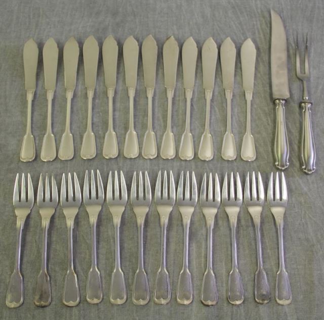 Appraisal: SILVER Silver Fish Set Includes silver fish knives and silver