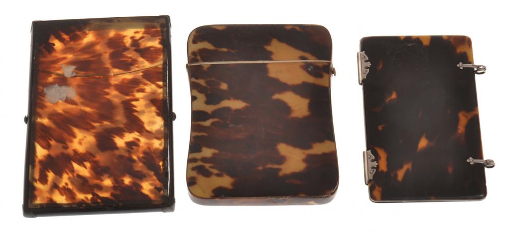 Appraisal: TWO TORTOISE SHELL CARD CASES AND A TORTOISE SHELL DAIRY