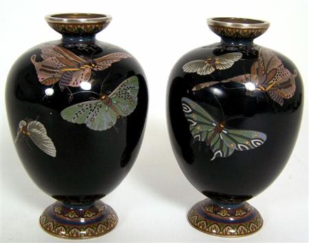 Appraisal: A pair of Japanese cloisonn vases Meiji period each of