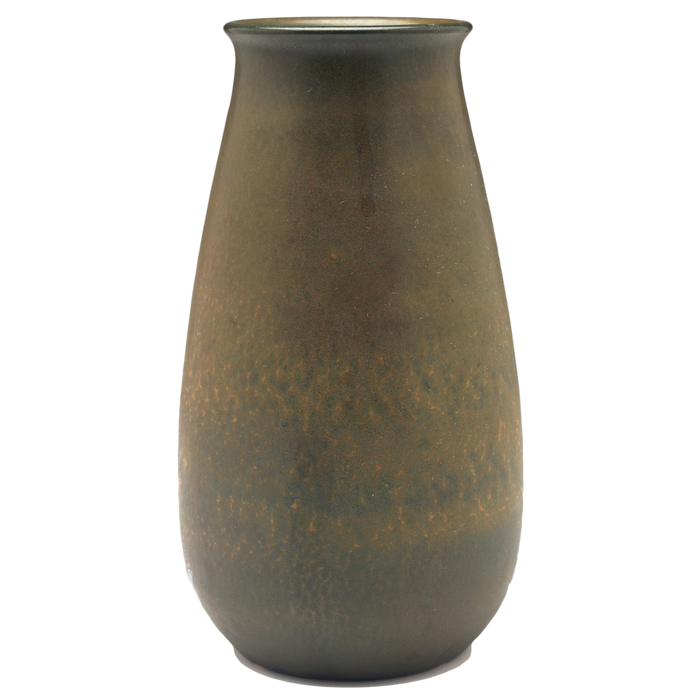 Appraisal: Marblehead vase bulbous shape covered in a mottled green brown