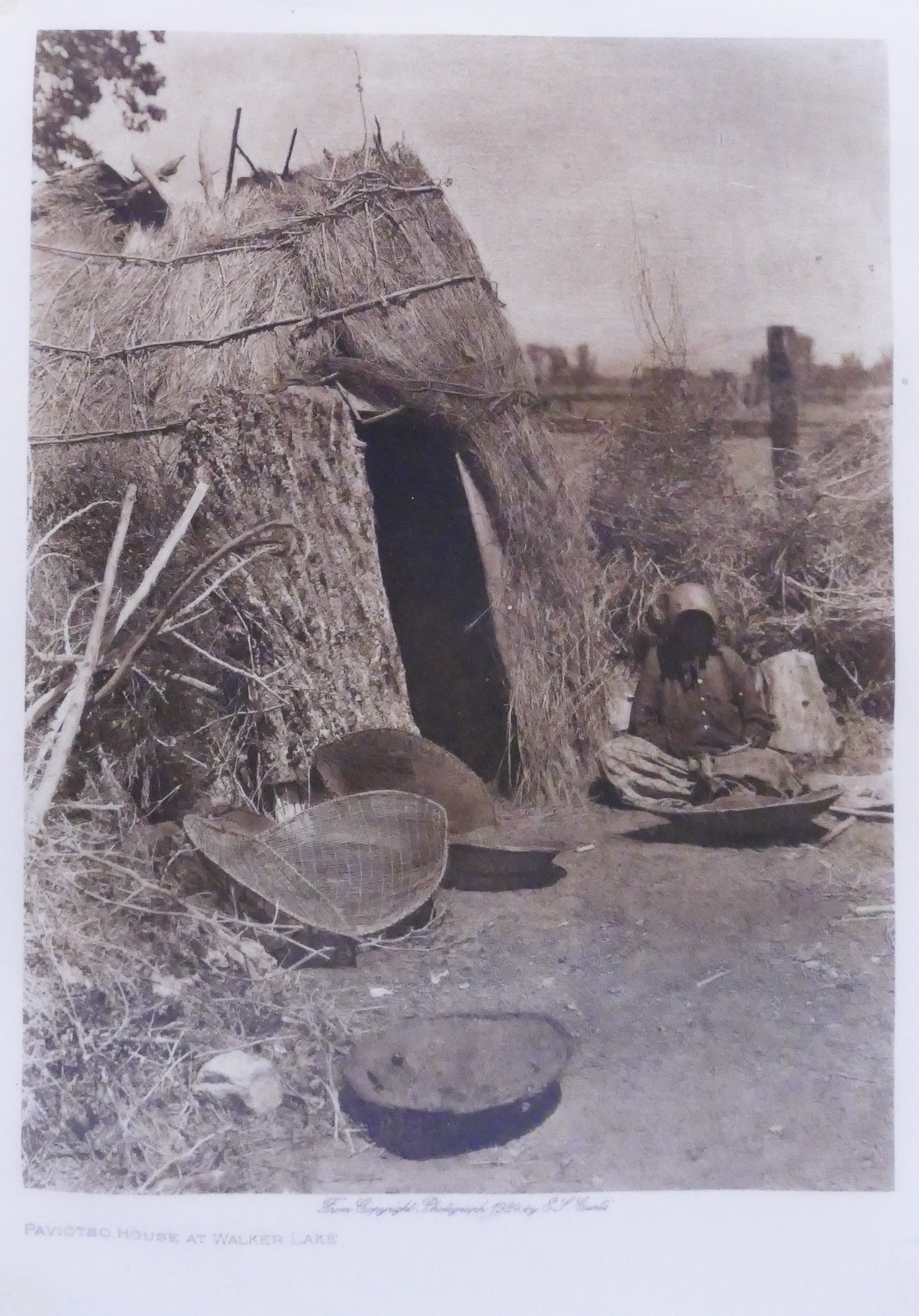 Appraisal: Edward Curtis 'Paviotso House' Tissue Photogravure Framed- x ''