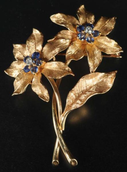 Appraisal: Antique Jewelry K Y Gold Floral Pin Description Weighs pennyweights