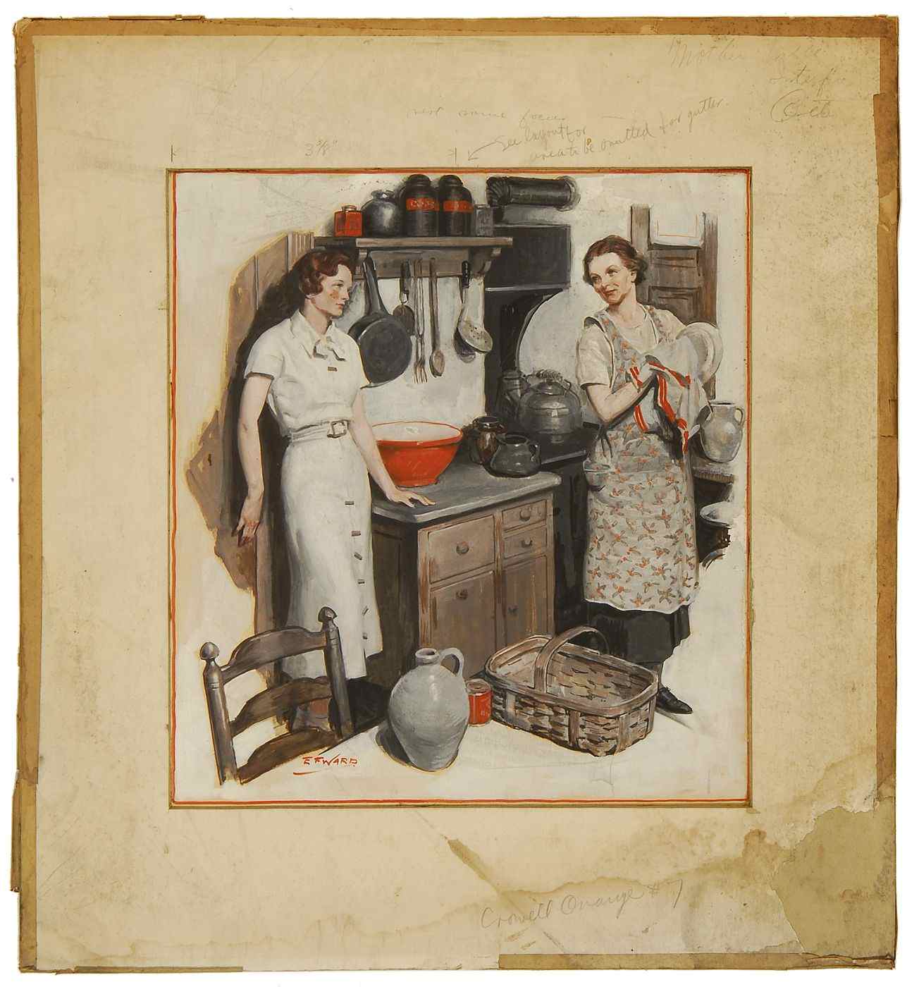 Appraisal: EDMUND FRANKLIN WARDAmerican - Original Illustration Kitchen Conversation Original illustration