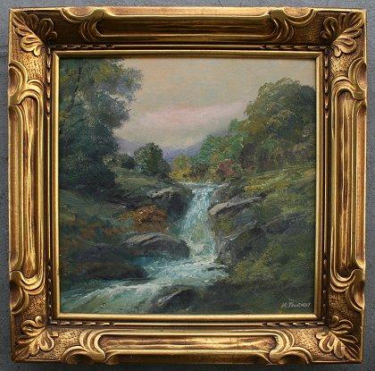 Appraisal: RIVER LANDSCAPE SIGNED M TOURNAY GREAT FRAME OIL Board ''