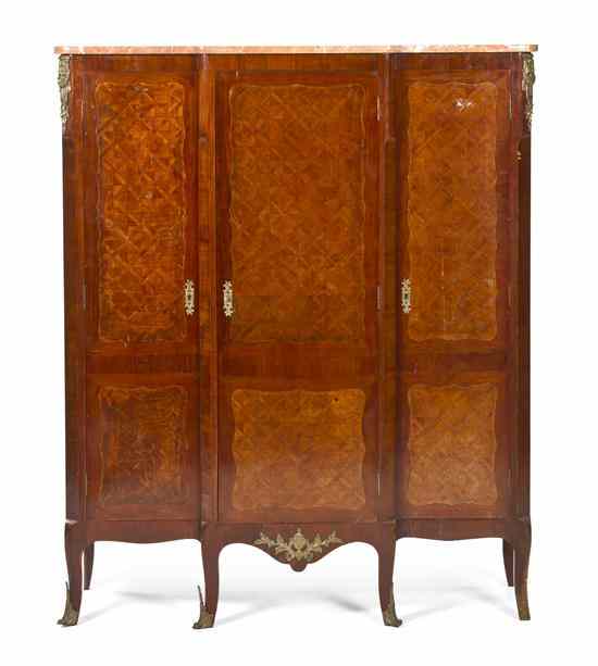 Appraisal: A Louis XVI Style Gilt Metal Mounted Parquetry Armoire having