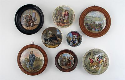 Appraisal: Eight printed pot lids including 'Dr Johnson' 'A Pretty Kettle