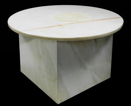 Appraisal: Round top marble side table almond colored stone top with