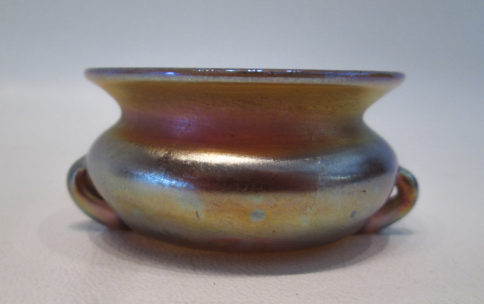 Appraisal: LOUIS COMFORT TIFFANY ART GLASS SALT BOWL gold iridescent with