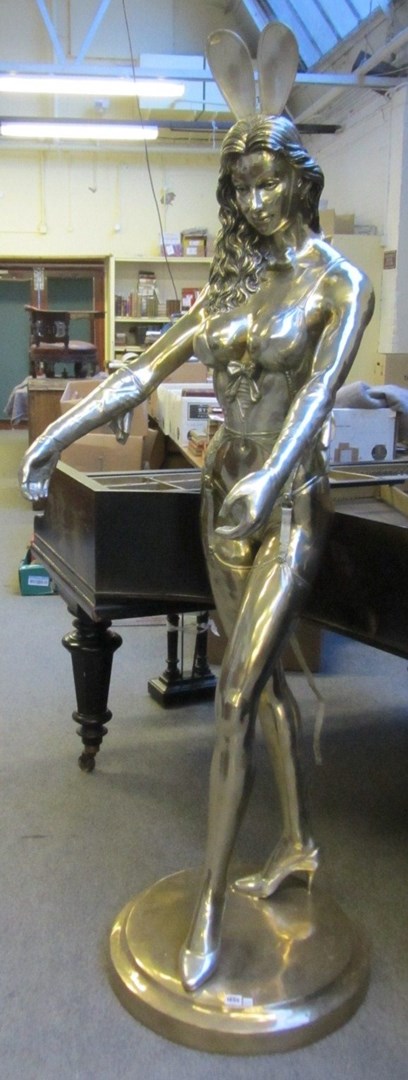 Appraisal: A gilt bronze life size figure modelled as a Playboy