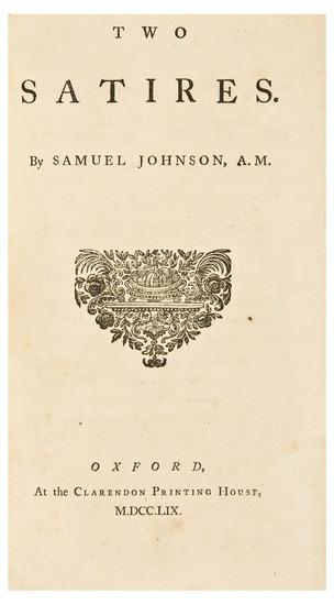 Appraisal: JOHNSON Samuel - Two Satires By Samuel Johnson A M