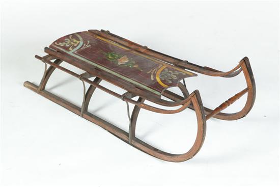 Appraisal: DECORATED SLED American late th century pine and iron Original