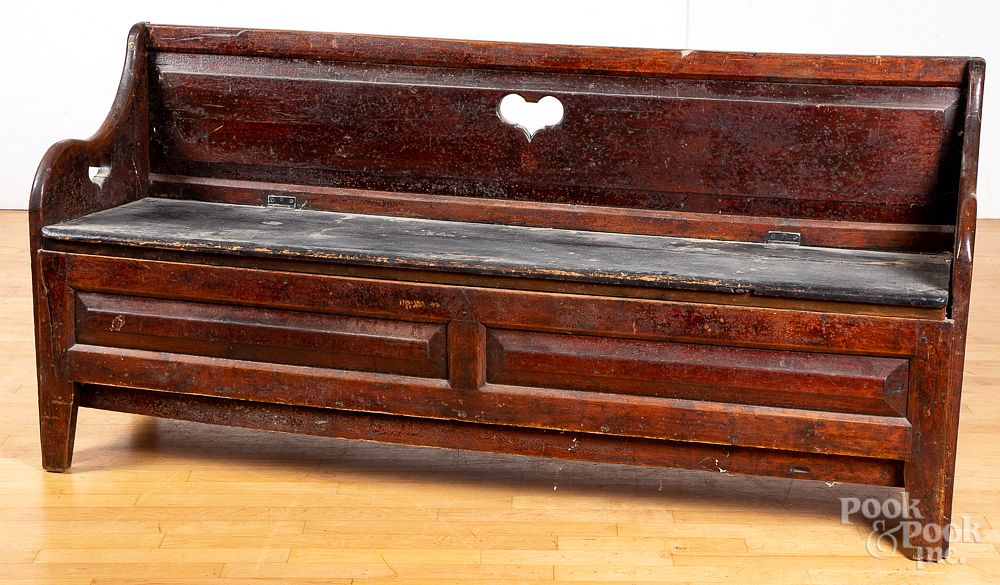 Appraisal: Oak settle bench early th c Oak settle bench early