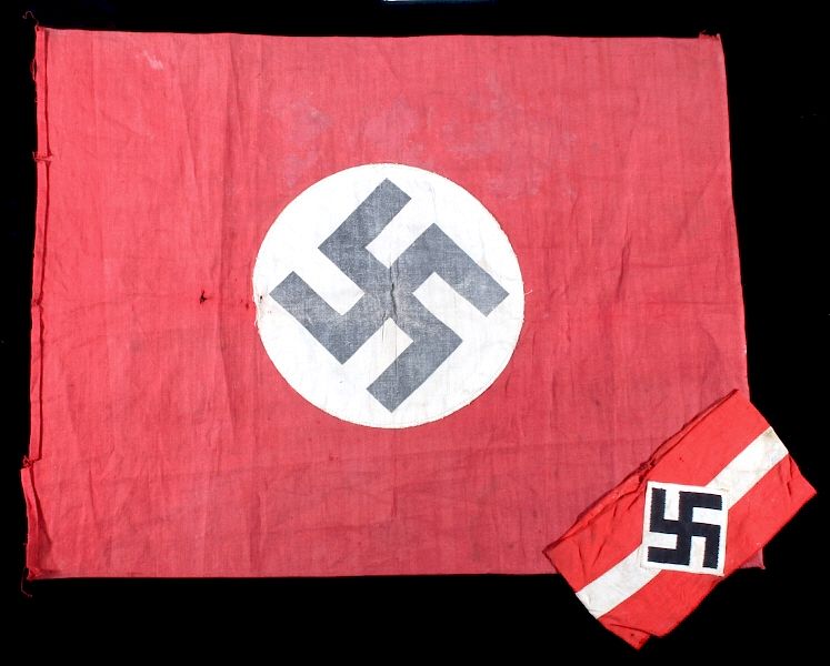 Appraisal: Nazi Flag Hitler's Youth Swastika Armband For bidding in this