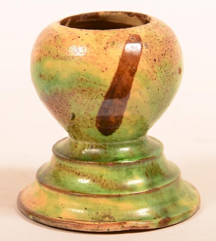 Appraisal: Shenandoah Valley Redware Match Safe Shenandoah Valley th Century Green