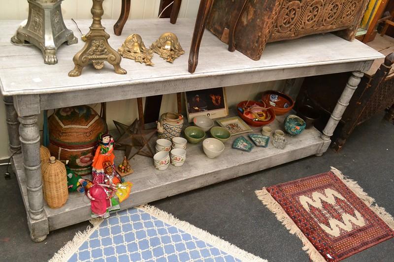 Appraisal: A RUSTIC PAINTED ANTIQUE STYLE HALL TABLE A RUSTIC PAINTED