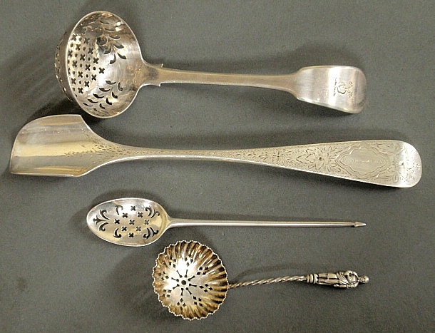 Appraisal: - English silver marrow spoon and three other hallmarked English