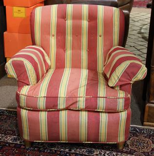 Appraisal: Moderne club chair having a tufted back executed in striped