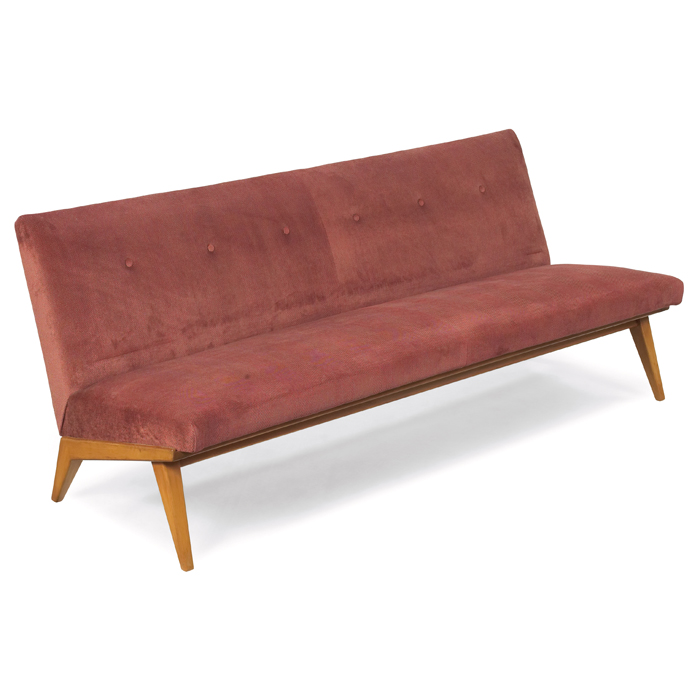 Appraisal: Jens Risom sofa by Knoll birch frame original upholstery tufted