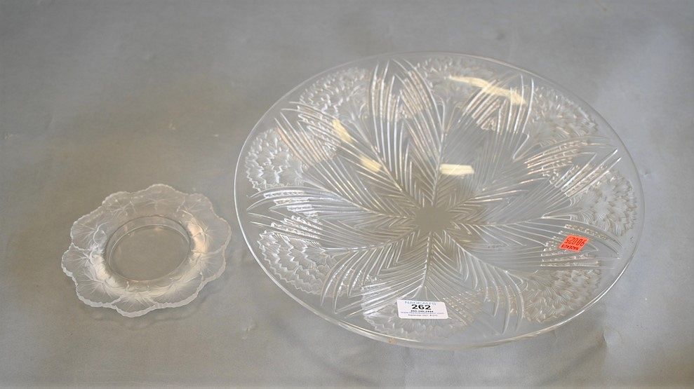 Appraisal: Two Piece Lalique Lot to include a large Oeillets charger