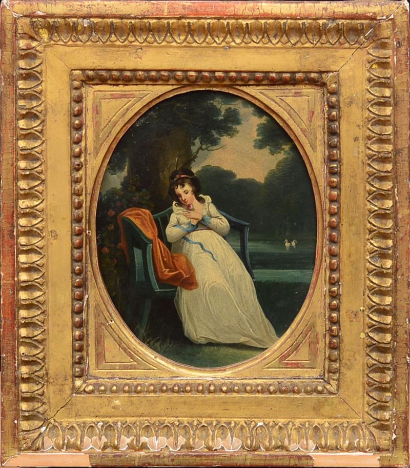 Appraisal: FRENCH SCHOOL A LADY IN A WHITE DRESS Oil on