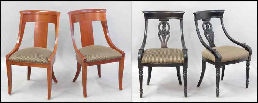 Appraisal: PAIR OF BAKER PALLADIAN CHAIRS Together with two painted side