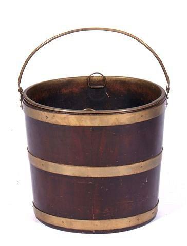 Appraisal: A LATE TH CENTURY MAHOGANY AND BRASS BOUND BUCKET with