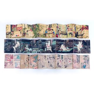 Appraisal: Grouping of Three th Century Chinese Erotic Scroll Pillow Book