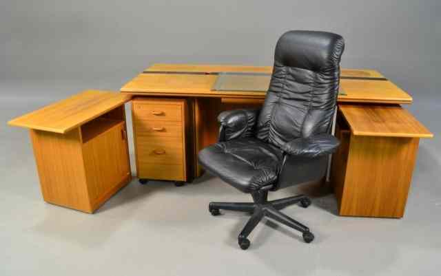 Appraisal: OFFICE SUITE OF DENMARK-STYLE FURNITUREHandsome five piece office set appears