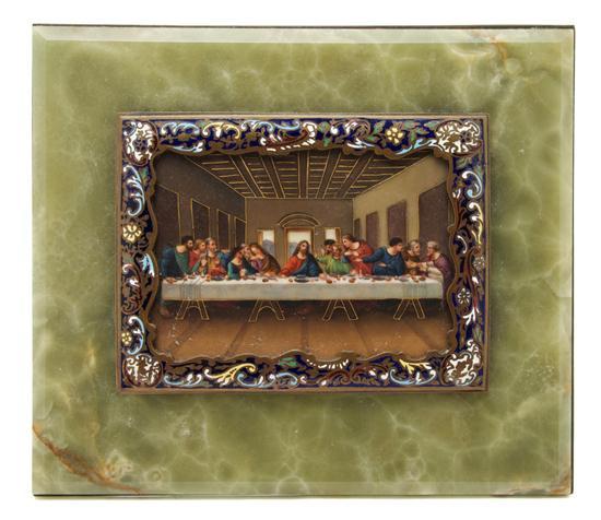 Appraisal: Continental Porcelain Plaque depicting the last supper set in an