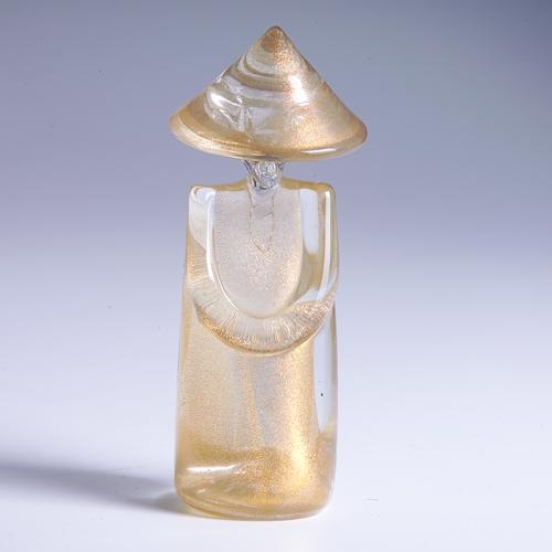 Appraisal: ARCHIMEDE SEGUSO Asian figure in clear glass with internal gold