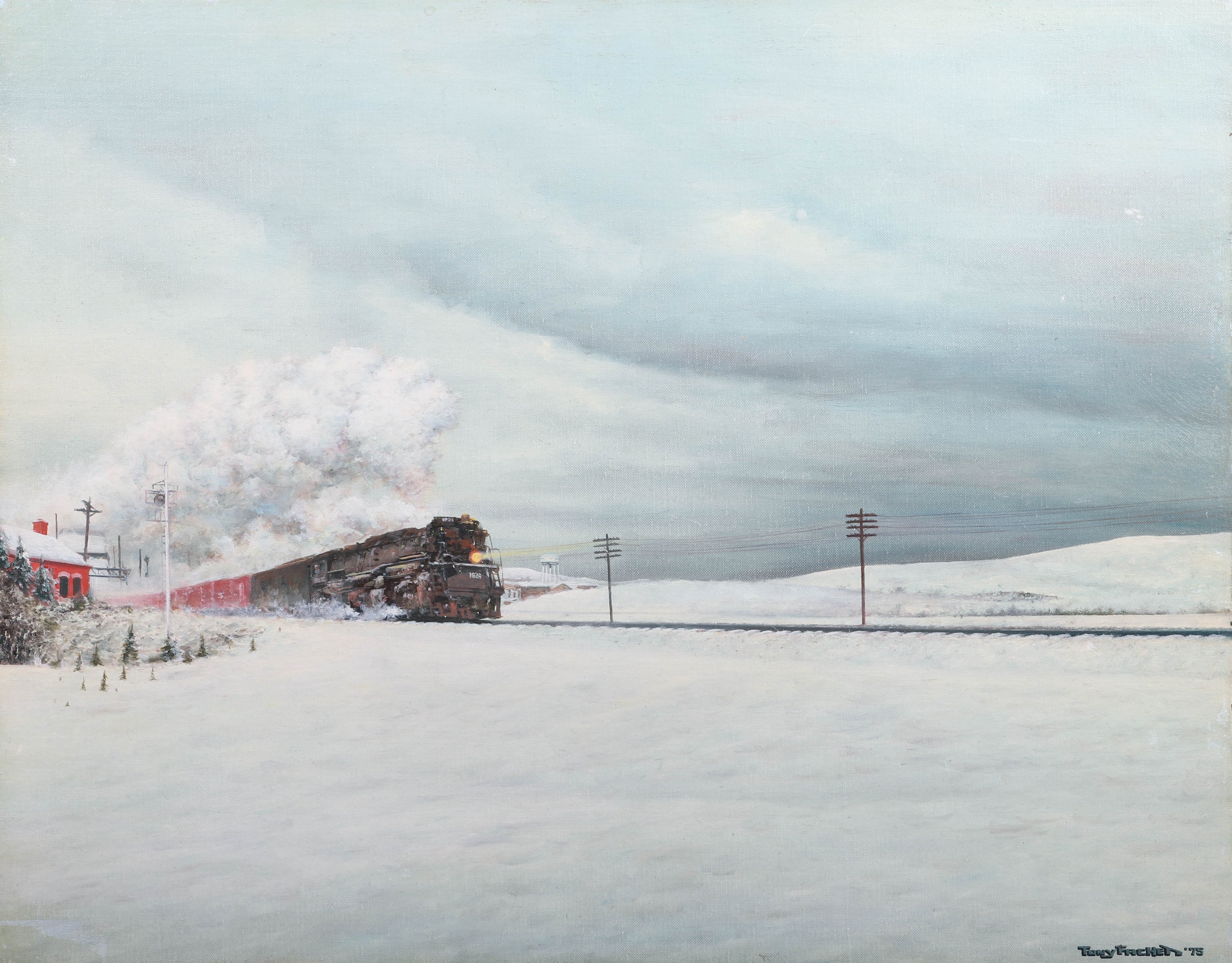 Appraisal: Tony Fachet American - Railroad Painting depicting a train driving