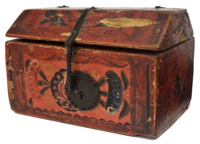 Appraisal: Hand-painted lacquered box Olinala Michoacan Mexico th th c hinged