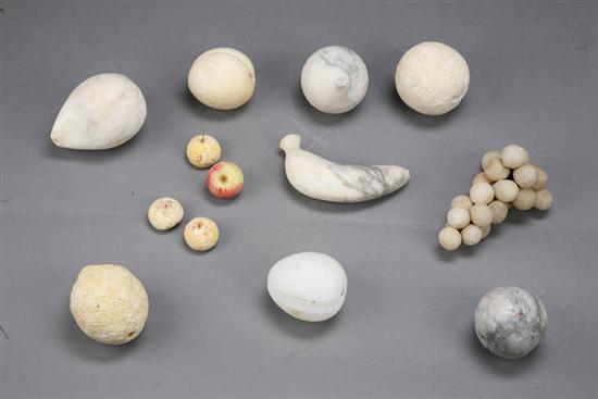 Appraisal: THIRTEEN PIECES OF STONE FRUIT Continental th century mostly white