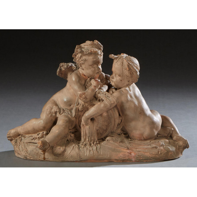 Appraisal: After A Carrier Belleuse - La Source terracotta putti figural