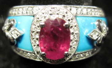 Appraisal: karat white gold ruby turquoise and diamond ring Michael Christoff