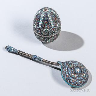 Appraisal: Two Russian Silver and Cloisonne Enamel Items each bearing maker's