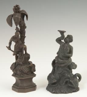 Appraisal: Two Continental Patinated Figural Cabinet Bronzes late th c the