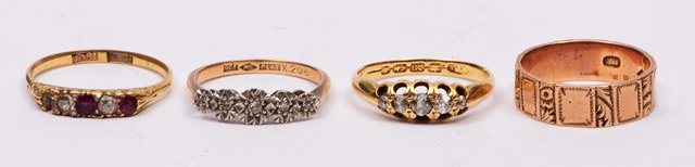 Appraisal: ct gold wedding bandof stylised form together with a ct