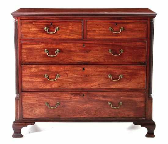 Appraisal: George III carved and inlaid mahogany chest of drawers circa