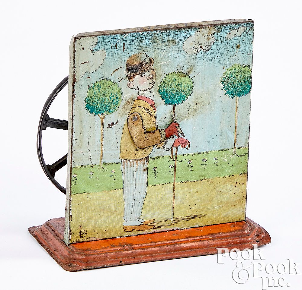 Appraisal: Bing flaneur man smoking steam toy accessory Bing tin lithograph