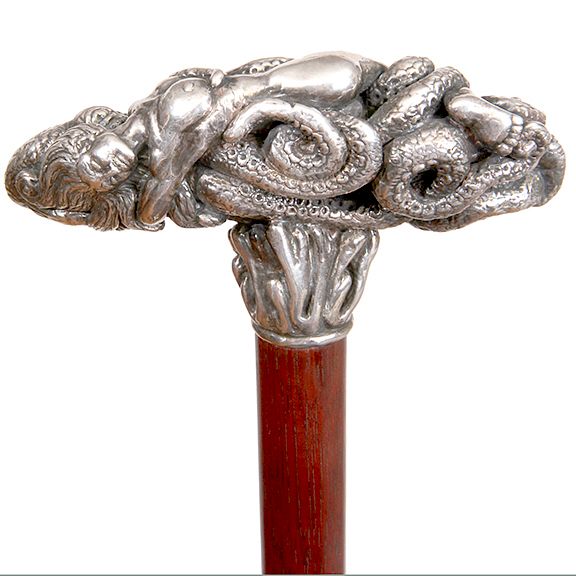 Appraisal: Sterling Octopus and Dress Cane- Exclusive on Bidsquare Sterling Octopus