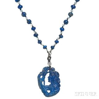 Appraisal: Lapis Bead Necklace c composed of graduated lapis beads with