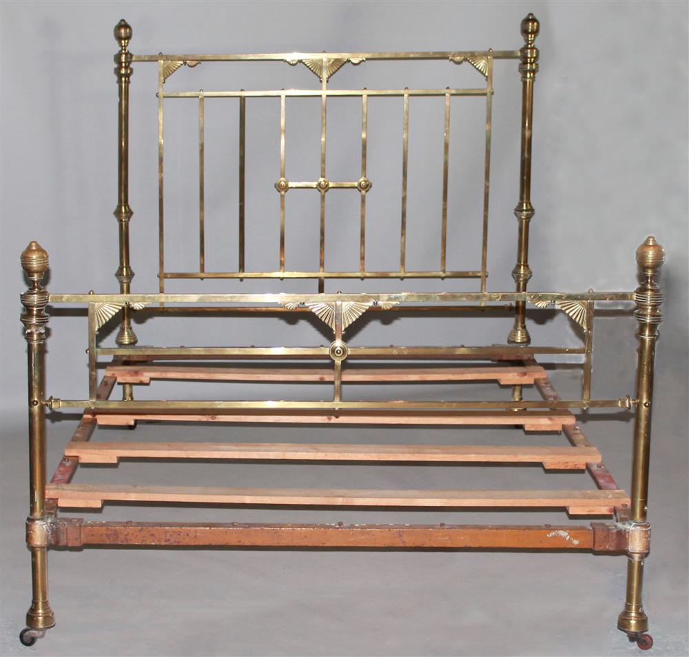 Appraisal: FRENCH TUBULAR BRASS QUEEN-SIZE BEDSTEAD LATE TH C having a