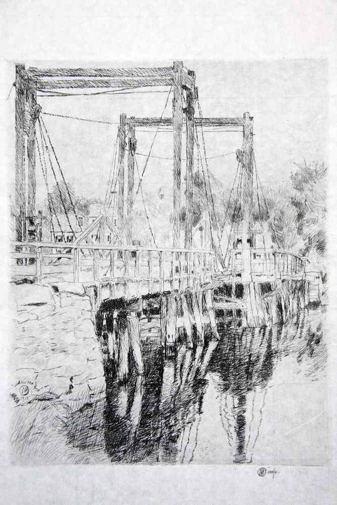 Appraisal: ETCHING - 'Old Toll Bridge' by Childe Hassam NY MA